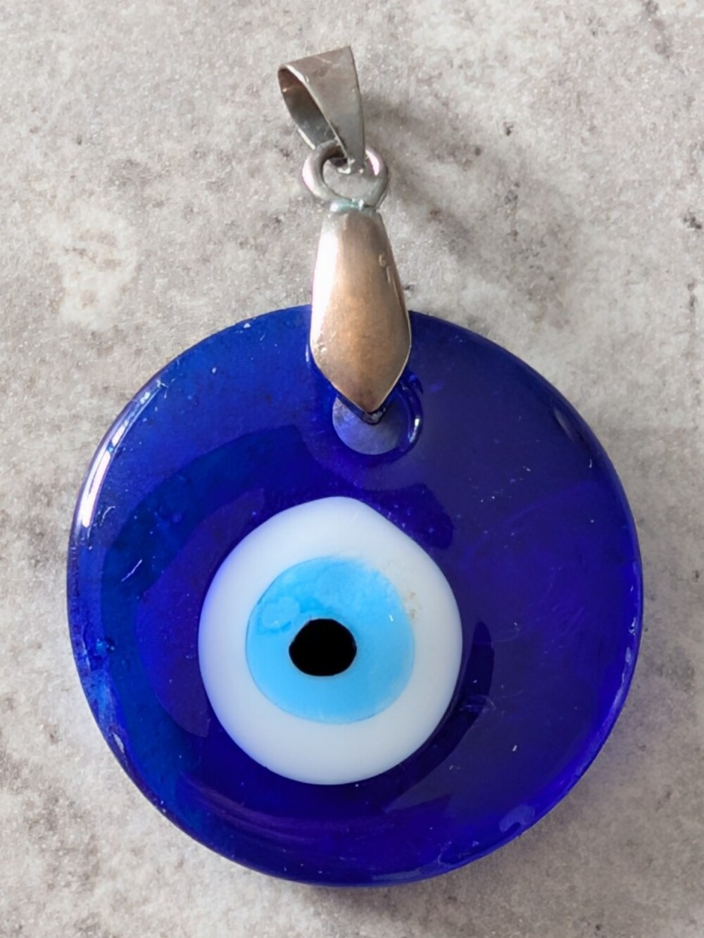 Blue Evil Eye Glass Pendant